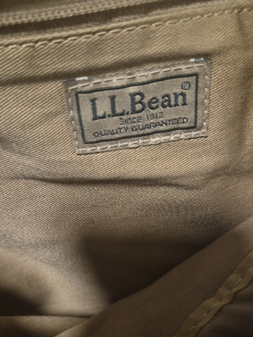 L.L. Bean Canvas Messenger Bag in Cream with Tan Leather Trim